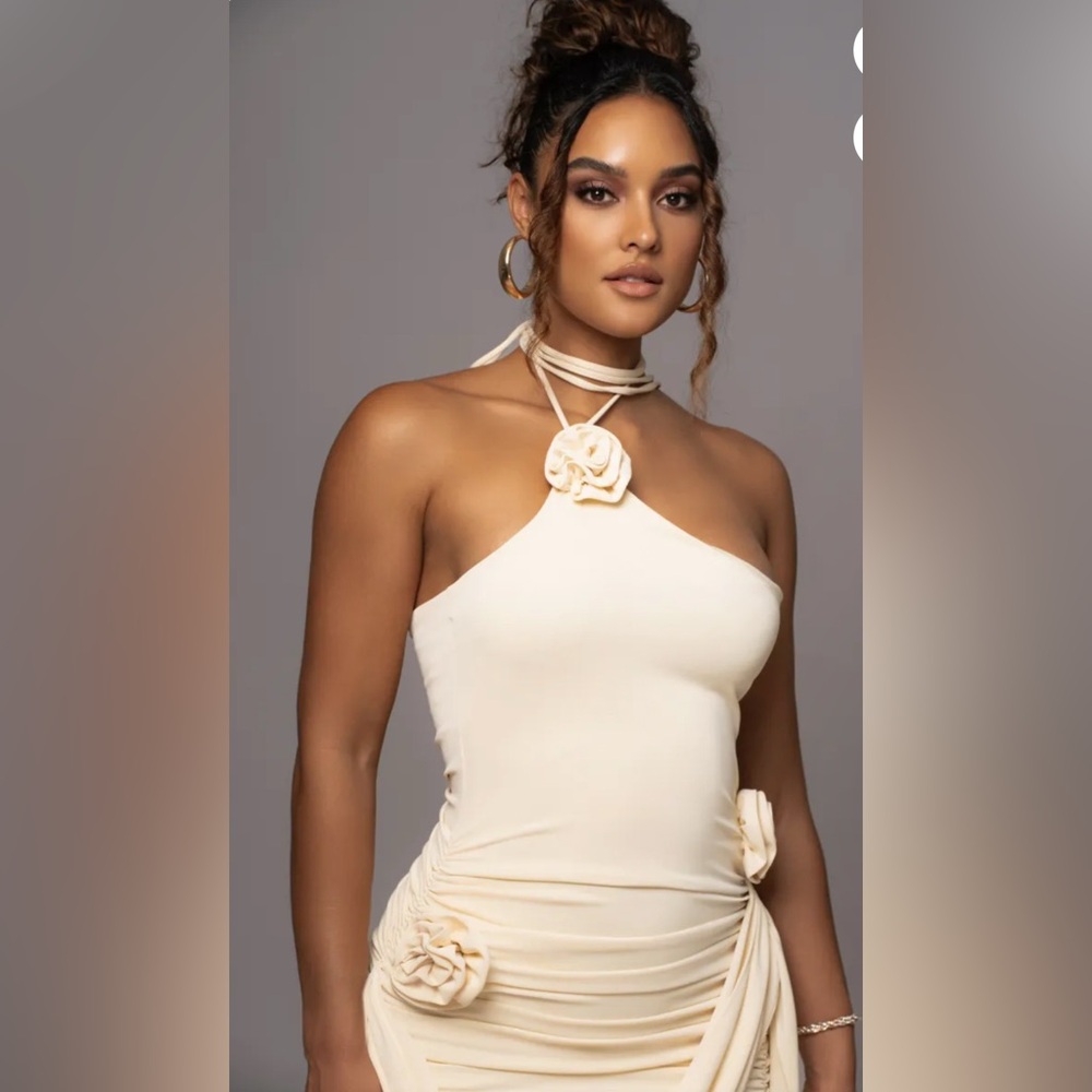 JLUXLABEL Cream Tabitha Halter Mini Dress - Picture 2 of 5